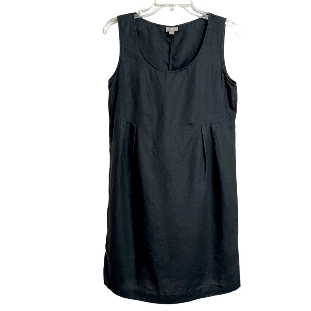 J. Jill Linen Dress S Black Euro Summer Casual Beach Coastal Grandma Sustainable